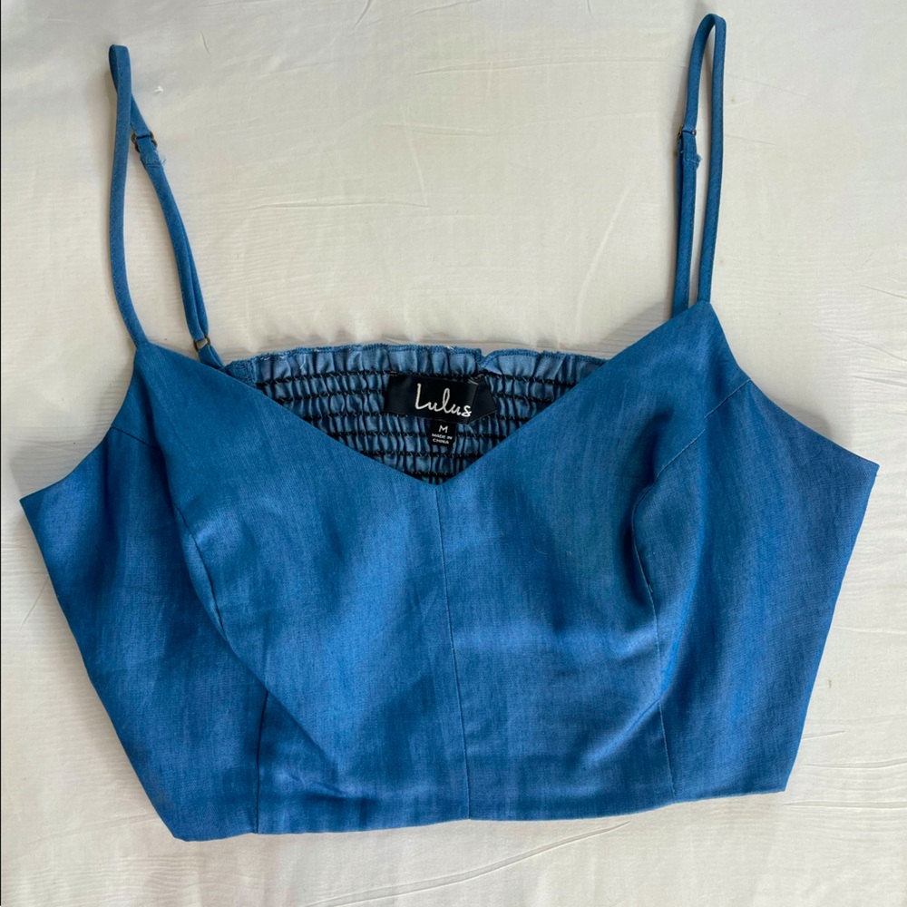 Jean medium crop top by Lulu’s